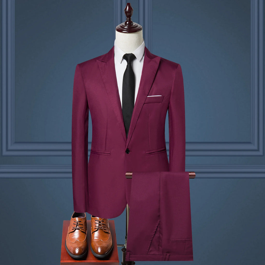 Luxury Men's Clothing New Men's Suit European and American Fashion Suit Men's Suit Business Casual Suit Two-piece Set Men's Suit