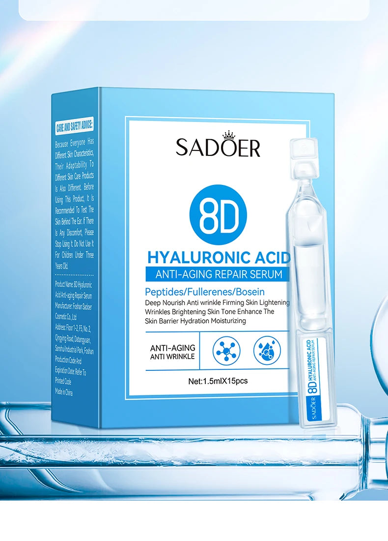 SADOER8D Hyaluronic Acid Anti-Aging Repair Facial Essence Fade Fine Lines Lifting Firming Whitening Serum Face Beauty Skincare