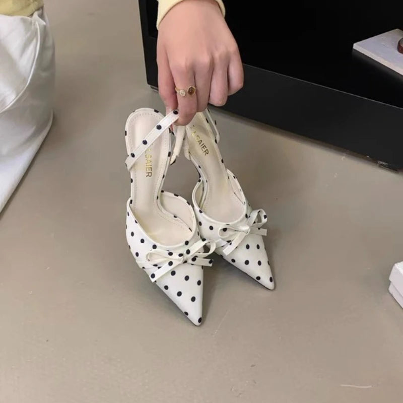 Luxury Bow Designer Women's High Heels Sexy Pointed Toe Stiletto Sandals New Elegant Slip-on Casual Shoes for Women Sizes 35-39