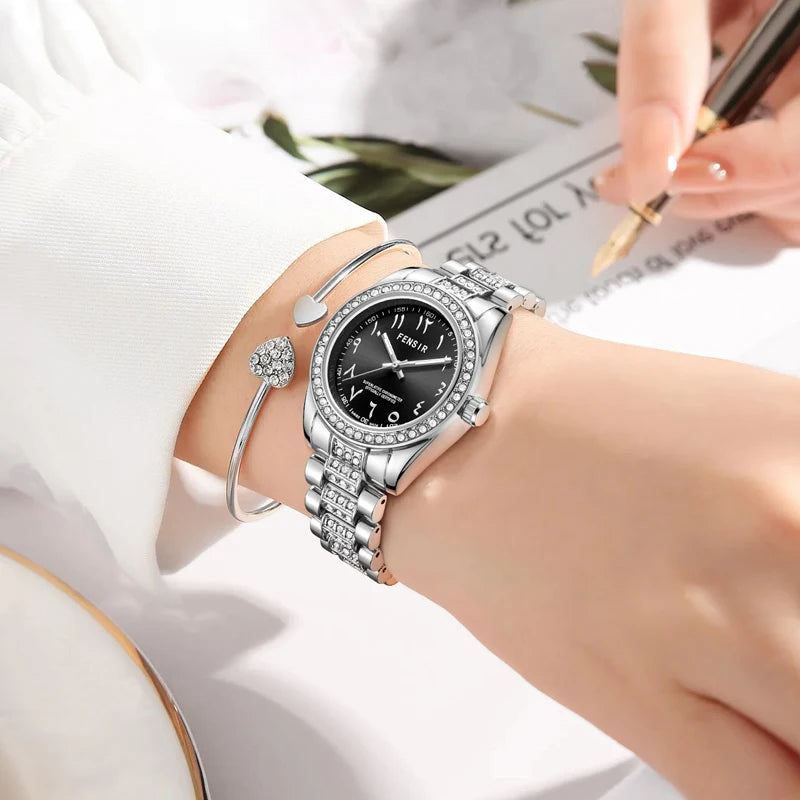 Luxury Women's Watch, Waterproof Watch, Niche Light Luxury Diamond-Encrusted Watch for Women, High-Value Hot-Selling Model, Creative Design, Personalized Fashion Accessory, Best-Selling Watch for Female Students, Trendy Quart
