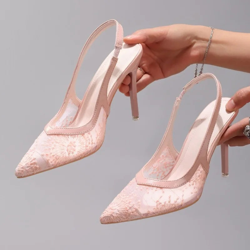 Luxury White Lace Super High Heels Shoes for Women Autumn Elegant Pointed Banquet Wedding Party Pumps Brand Ladies Stilettos
