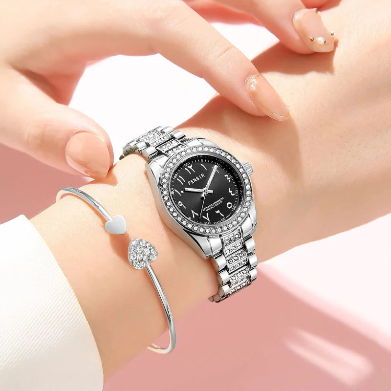 Luxury Women's Watch, Waterproof Watch, Niche Light Luxury Diamond-Encrusted Watch for Women, High-Value Hot-Selling Model, Creative Design, Personalized Fashion Accessory, Best-Selling Watch for Female Students, Trendy Quart