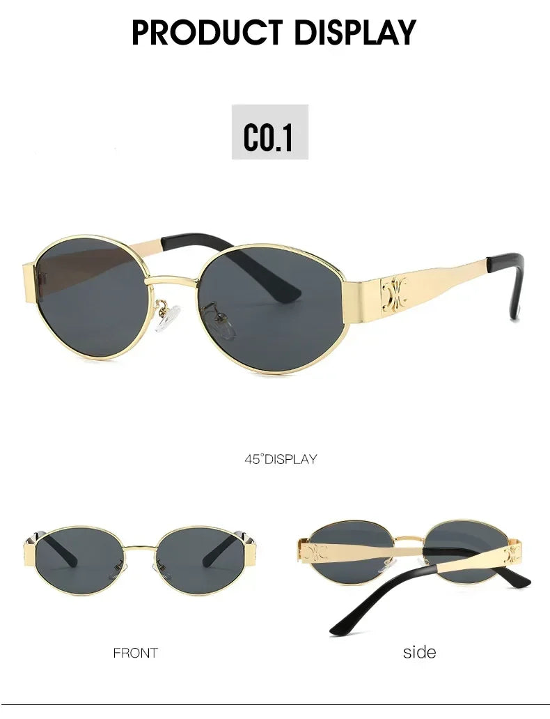 Luxury Metal Brand Sunglasses for Men and Women Unisex Designer Fashion Sun Glasses Oval Unisex Stylish Eyewear Shades UV400