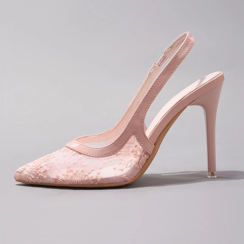 Luxury White Lace Super High Heels Shoes for Women Autumn Elegant Pointed Banquet Wedding Party Pumps Brand Ladies Stilettos