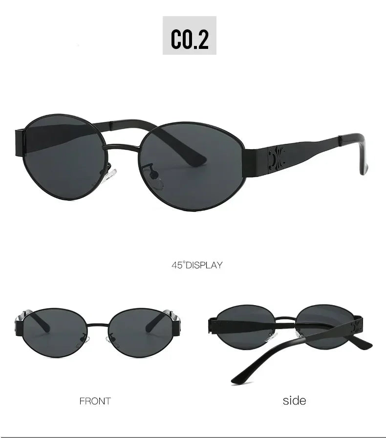 Luxury Metal Brand Sunglasses for Men and Women Unisex Designer Fashion Sun Glasses Oval Unisex Stylish Eyewear Shades UV400