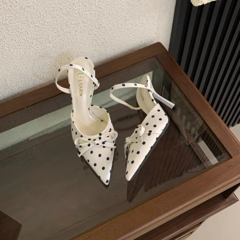 Luxury Bow Designer Women's High Heels Sexy Pointed Toe Stiletto Sandals New Elegant Slip-on Casual Shoes for Women Sizes 35-39