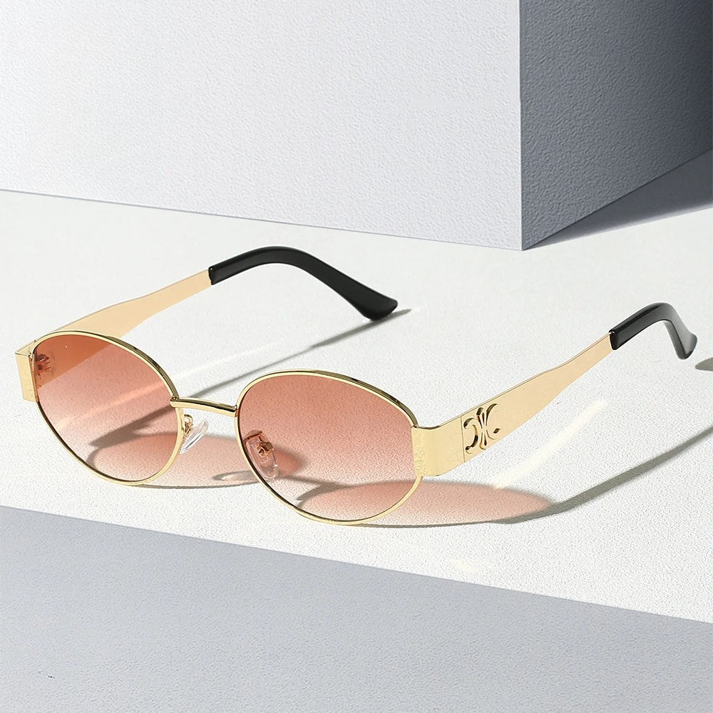 Luxury Metal Brand Sunglasses for Men and Women Unisex Designer Fashion Sun Glasses Oval Unisex Stylish Eyewear Shades UV400