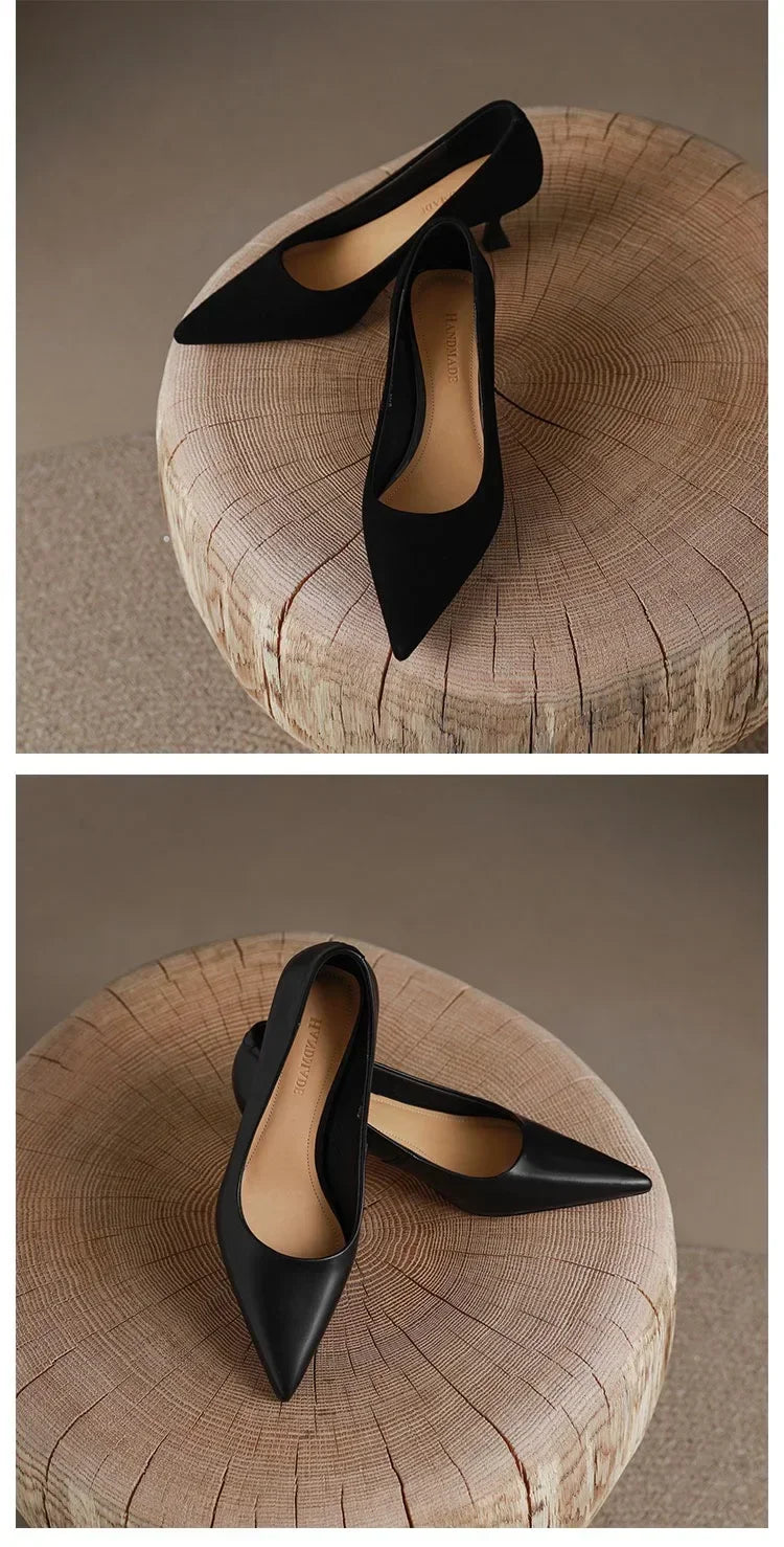 Luxury Pumps Shoes for Women Heeled Woman Medium Heel Stiletto Heels High Sandal Party Office 2019 Elegant Brown Small Heel Sexy