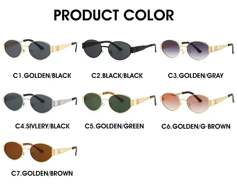 Luxury Metal Brand Sunglasses for Men and Women Unisex Designer Fashion Sun Glasses Oval Unisex Stylish Eyewear Shades UV400