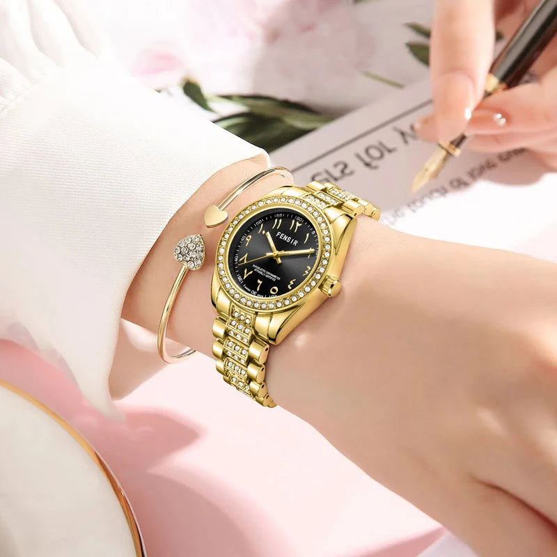 Luxury Women's Watch, Waterproof Watch, Niche Light Luxury Diamond-Encrusted Watch for Women, High-Value Hot-Selling Model, Creative Design, Personalized Fashion Accessory, Best-Selling Watch for Female Students, Trendy Quart
