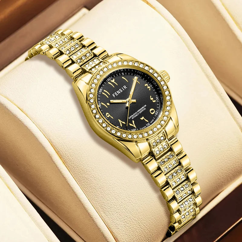 Luxury Women's Watch, Waterproof Watch, Niche Light Luxury Diamond-Encrusted Watch for Women, High-Value Hot-Selling Model, Creative Design, Personalized Fashion Accessory, Best-Selling Watch for Female Students, Trendy Quart