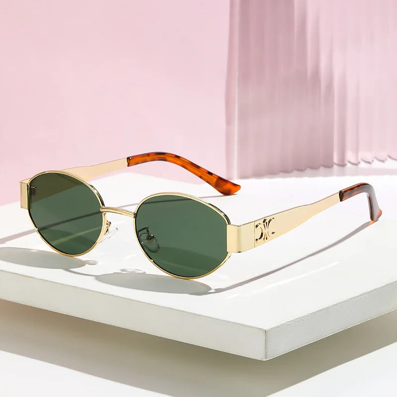 Luxury Metal Brand Sunglasses for Men and Women Unisex Designer Fashion Sun Glasses Oval Unisex Stylish Eyewear Shades UV400