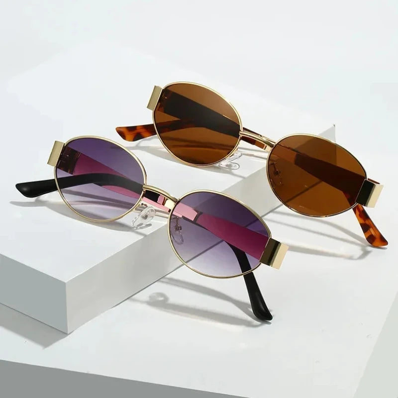 Luxury Metal Brand Sunglasses for Men and Women Unisex Designer Fashion Sun Glasses Oval Unisex Stylish Eyewear Shades UV400