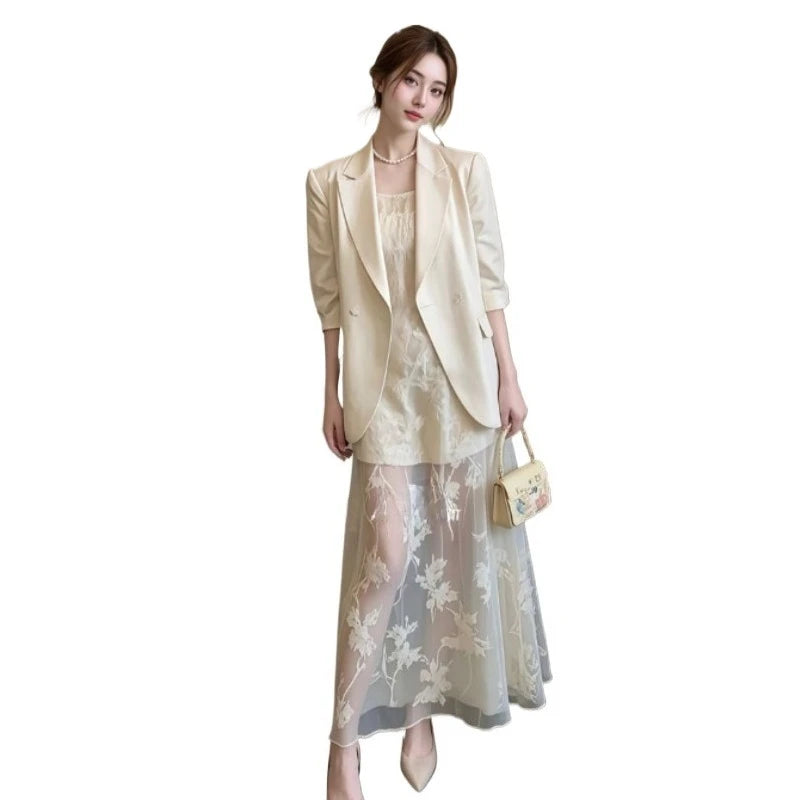 Women's Clothing A Fashionable Bestseller in The Spring of 2026 High-end and Stylish Commuter Suit Jacket with Lace Halter Dress