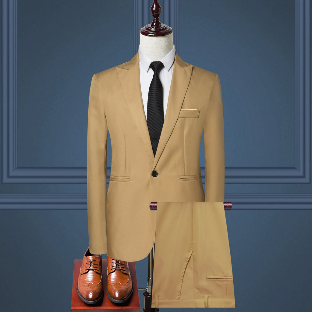 Luxury Men's Clothing New Men's Suit European and American Fashion Suit Men's Suit Business Casual Suit Two-piece Set Men's Suit