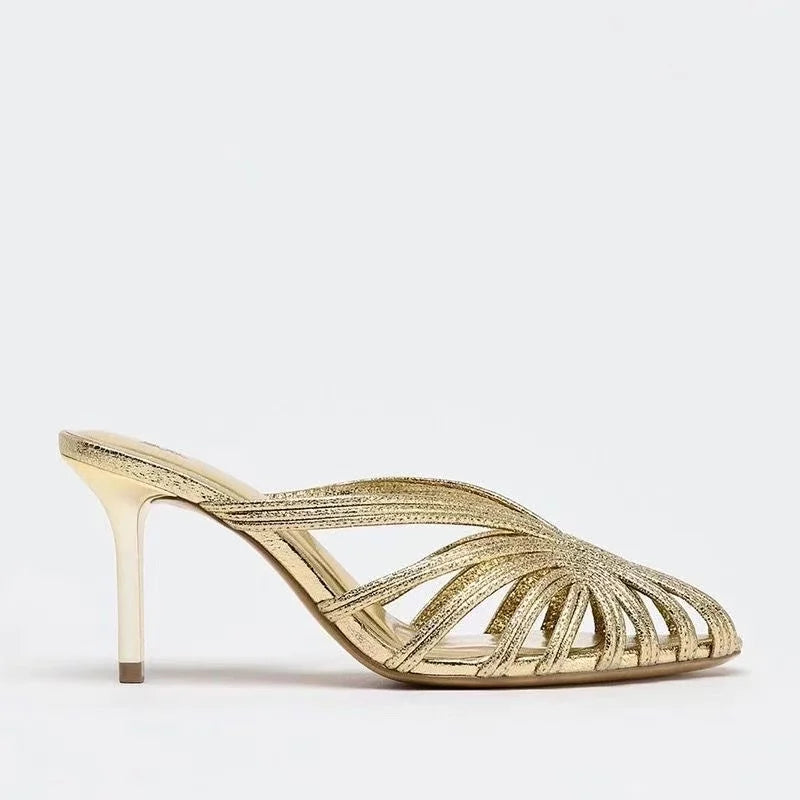 Luxury Designer Shoes for Women Sexy Hollow Narrow Band Gladiator Sandals Elegant Pointy Toe Stiletto Sandals Zapatos Para Mujer