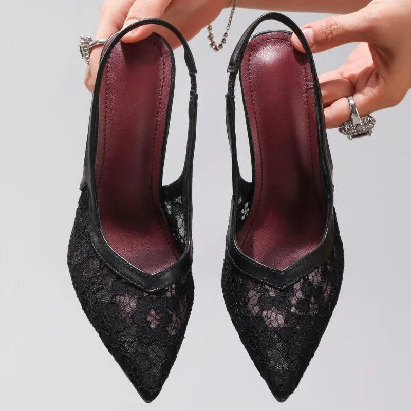 Luxury White Lace Super High Heels Shoes for Women Autumn Elegant Pointed Banquet Wedding Party Pumps Brand Ladies Stilettos