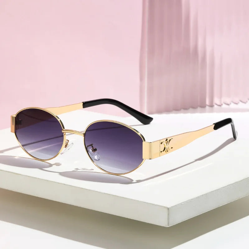 Luxury Metal Brand Sunglasses for Men and Women Unisex Designer Fashion Sun Glasses Oval Unisex Stylish Eyewear Shades UV400