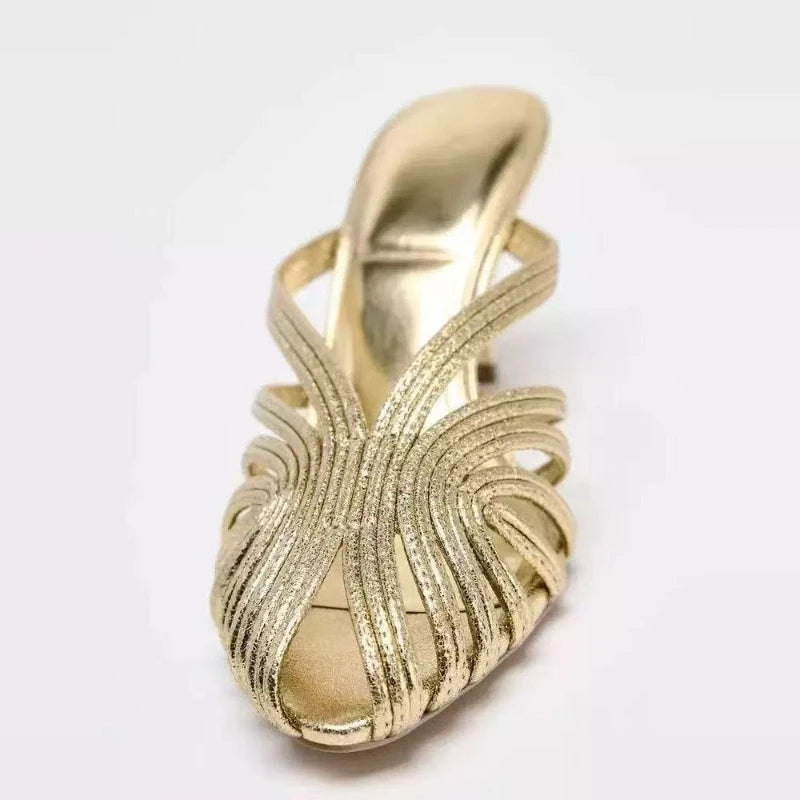 Luxury Designer Shoes for Women Sexy Hollow Narrow Band Gladiator Sandals Elegant Pointy Toe Stiletto Sandals Zapatos Para Mujer