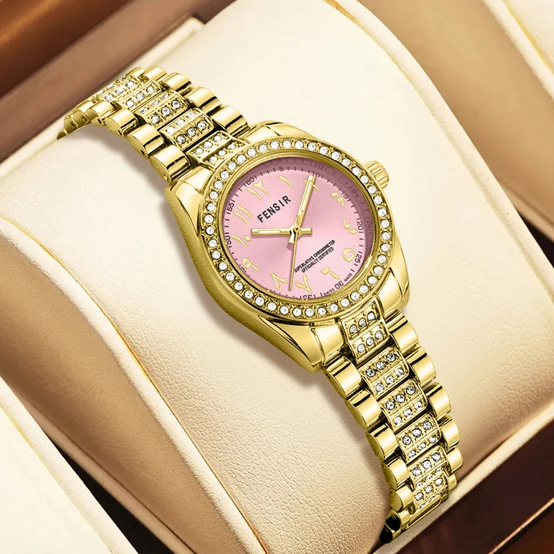 Luxury Women's Watch, Waterproof Watch, Niche Light Luxury Diamond-Encrusted Watch for Women, High-Value Hot-Selling Model, Creative Design, Personalized Fashion Accessory, Best-Selling Watch for Female Students, Trendy Quart