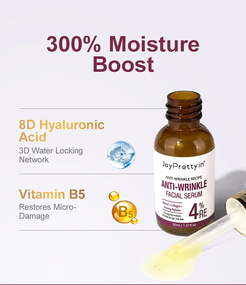 JoyPrettyin Retinol Anti-Wrinkle Face Serum Anti-Aging Hyaluronic Acid Facial Essence Lifting Firming Skin Care Products