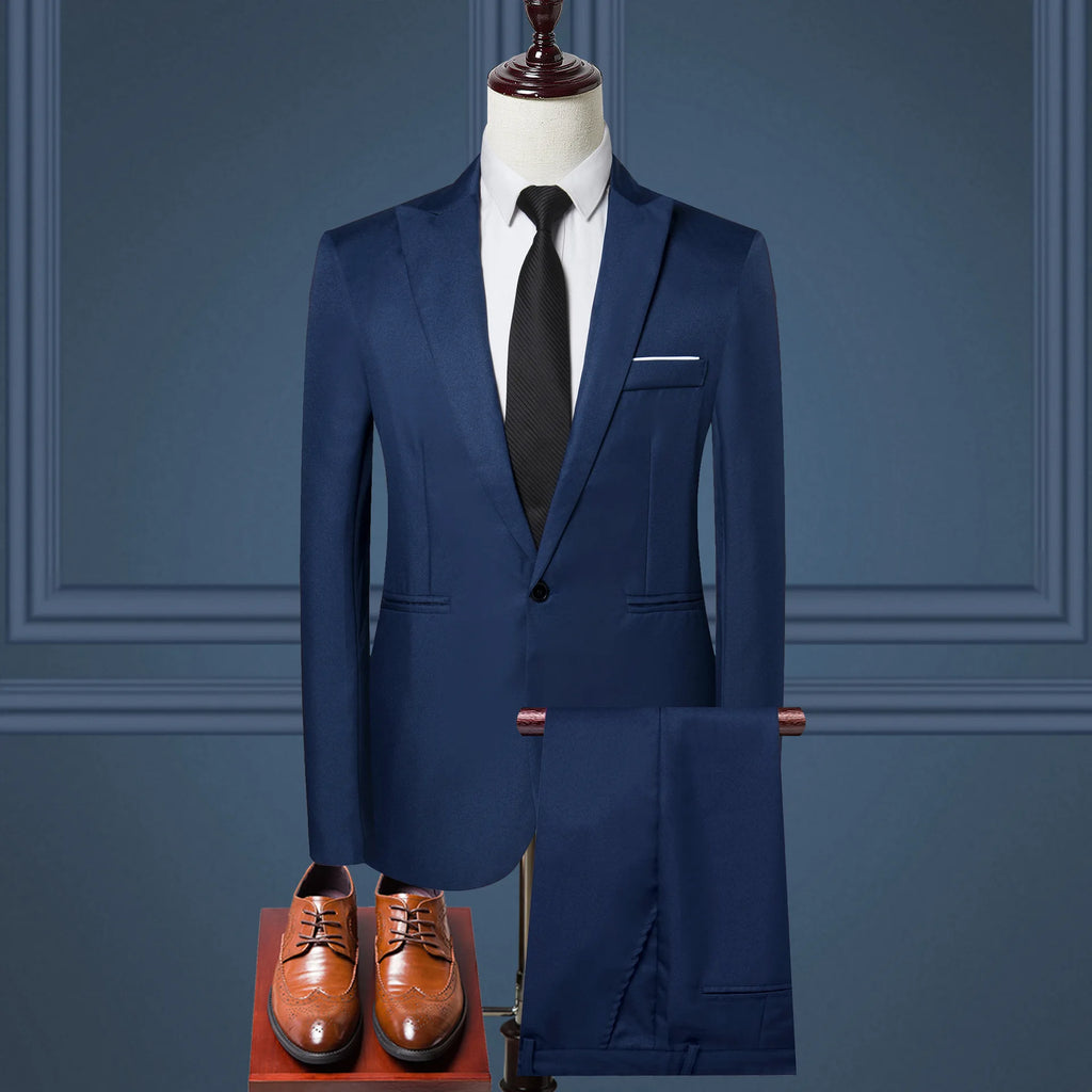 Luxury Men's Clothing New Men's Suit European and American Fashion Suit Men's Suit Business Casual Suit Two-piece Set Men's Suit