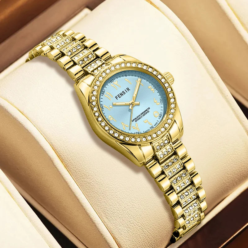 Luxury Women's Watch, Waterproof Watch, Niche Light Luxury Diamond-Encrusted Watch for Women, High-Value Hot-Selling Model, Creative Design, Personalized Fashion Accessory, Best-Selling Watch for Female Students, Trendy Quart