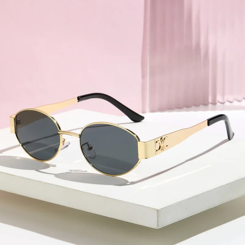 Luxury Metal Brand Sunglasses for Men and Women Unisex Designer Fashion Sun Glasses Oval Unisex Stylish Eyewear Shades UV400