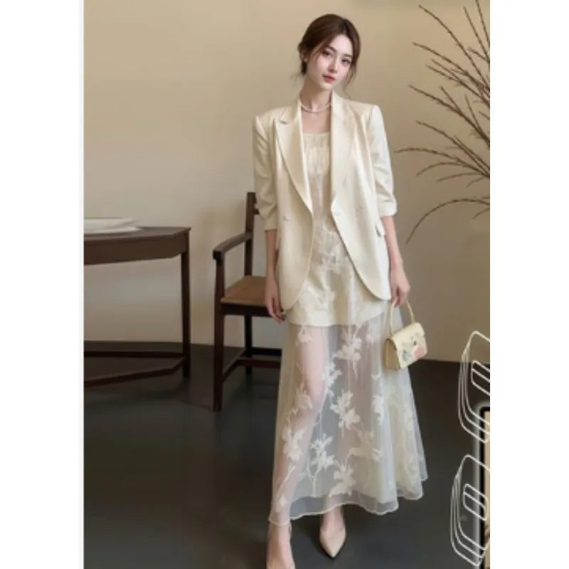Women's Clothing A Fashionable Bestseller in The Spring of 2026 High-end and Stylish Commuter Suit Jacket with Lace Halter Dress
