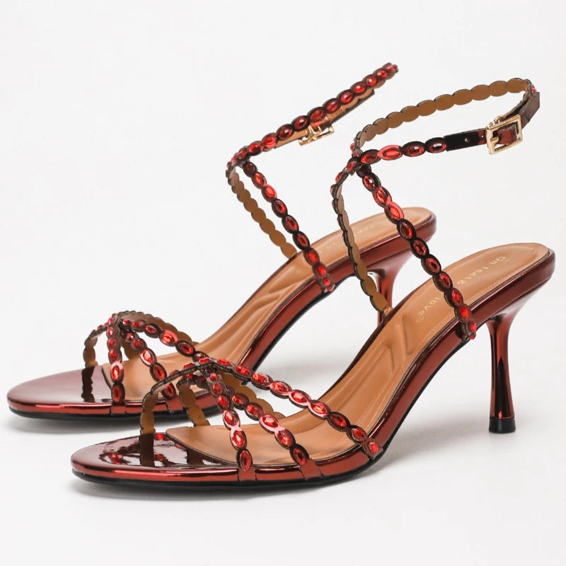 Luxury Sexy High-heeled Sandals Women 2026 New Open Toe Cross Band Stiletto Heels Designer Banquet Party Shoes Zapatos De Mujer
