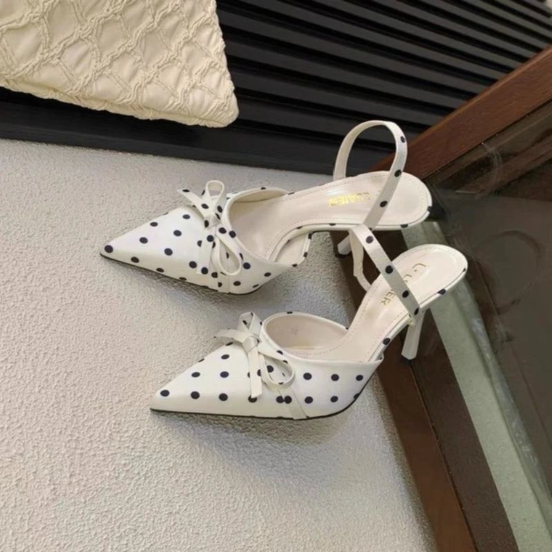 Luxury Bow Designer Women's High Heels Sexy Pointed Toe Stiletto Sandals New Elegant Slip-on Casual Shoes for Women Sizes 35-39