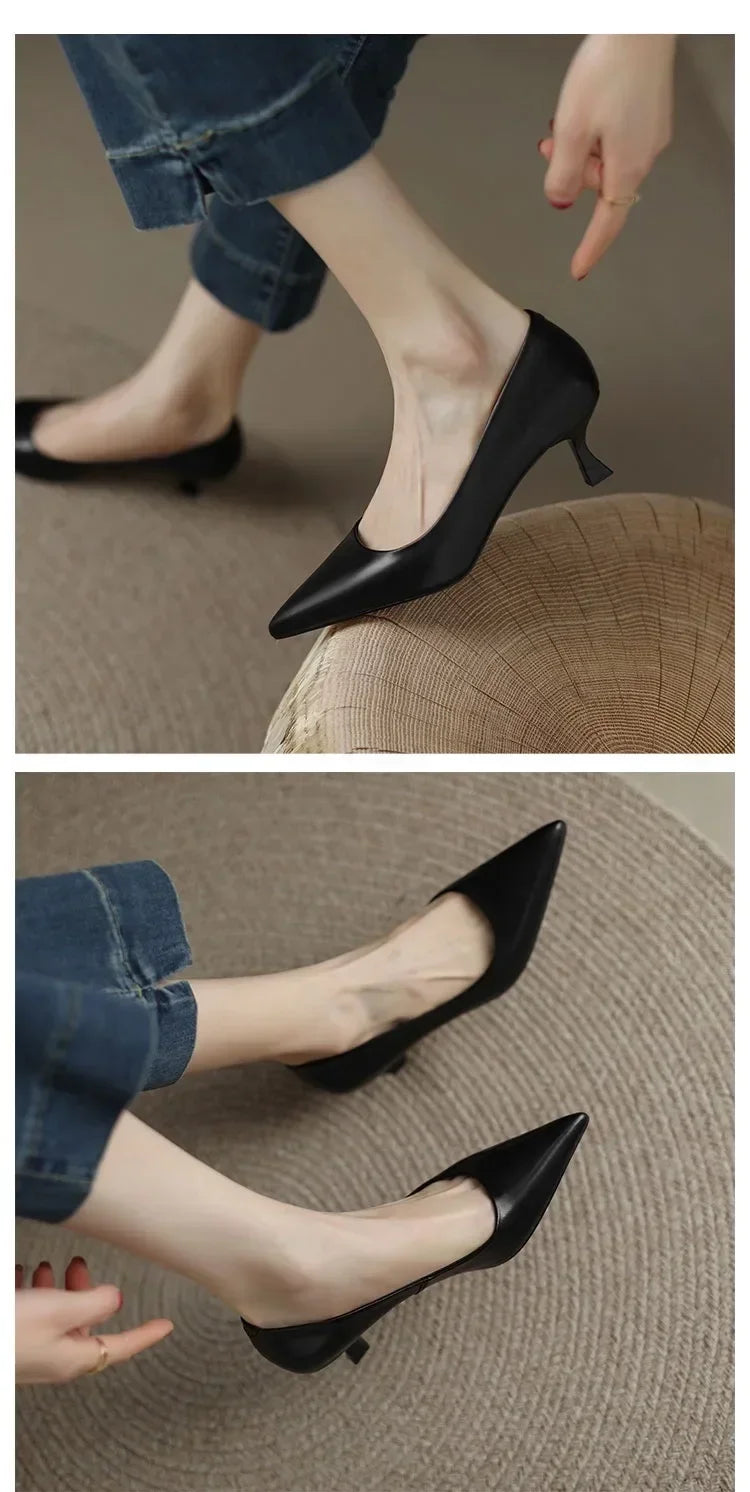 Luxury Pumps Shoes for Women Heeled Woman Medium Heel Stiletto Heels High Sandal Party Office 2019 Elegant Brown Small Heel Sexy