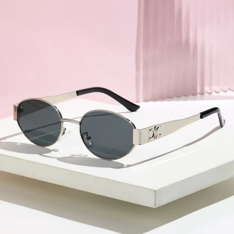 Luxury Metal Brand Sunglasses for Men and Women Unisex Designer Fashion Sun Glasses Oval Unisex Stylish Eyewear Shades UV400
