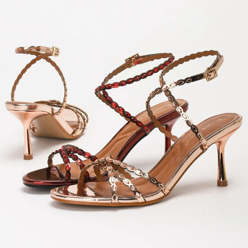 Luxury Sexy High-heeled Sandals Women 2026 New Open Toe Cross Band Stiletto Heels Designer Banquet Party Shoes Zapatos De Mujer