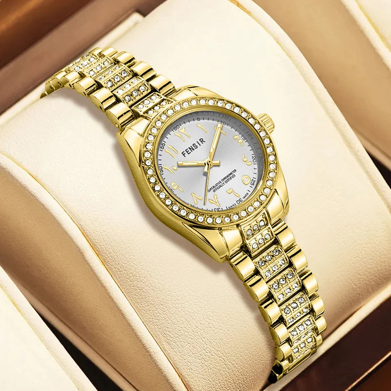 Luxury Women's Watch, Waterproof Watch, Niche Light Luxury Diamond-Encrusted Watch for Women, High-Value Hot-Selling Model, Creative Design, Personalized Fashion Accessory, Best-Selling Watch for Female Students, Trendy Quart