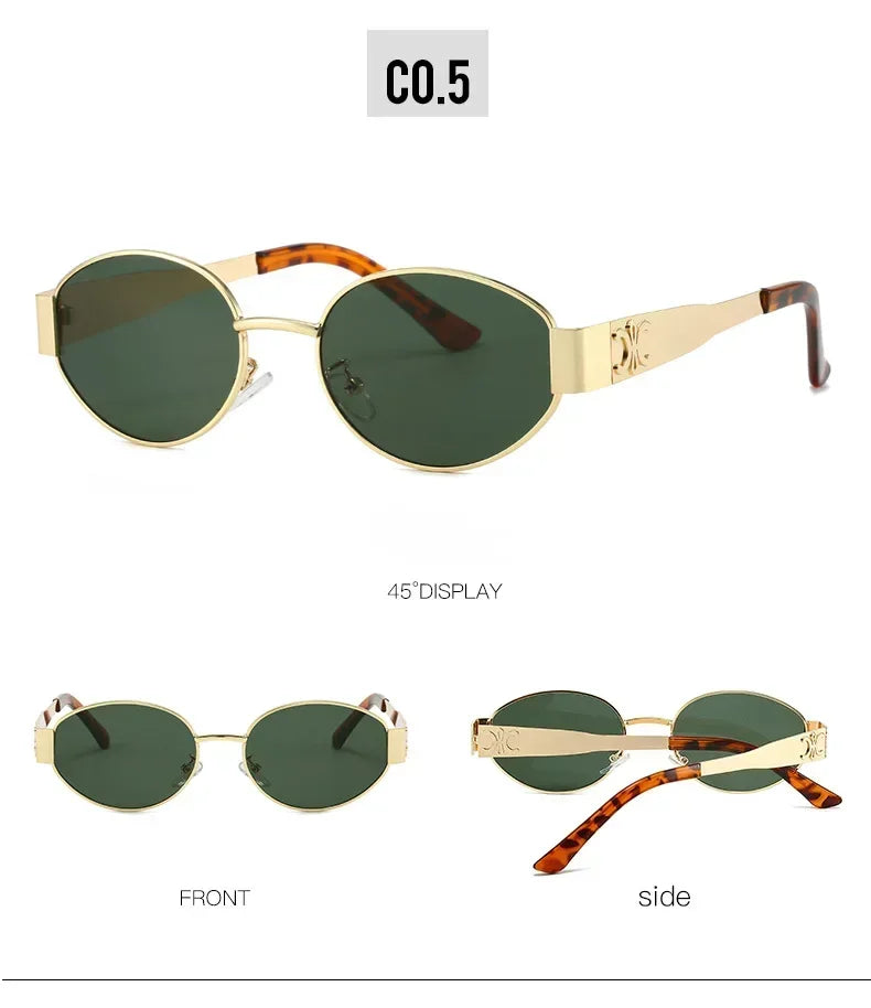 Luxury Metal Brand Sunglasses for Men and Women Unisex Designer Fashion Sun Glasses Oval Unisex Stylish Eyewear Shades UV400