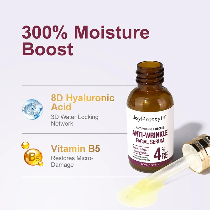 JoyPrettyin Retinol Anti-Wrinkle Face Serum Anti-Aging Hyaluronic Acid Facial Essence Lifting Firming Skin Care Products