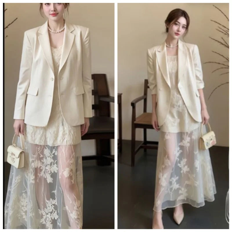 Women's Clothing A Fashionable Bestseller in The Spring of 2026 High-end and Stylish Commuter Suit Jacket with Lace Halter Dress
