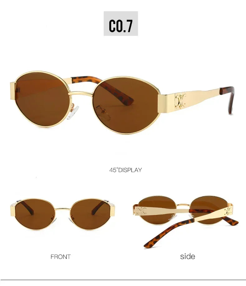 Luxury Metal Brand Sunglasses for Men and Women Unisex Designer Fashion Sun Glasses Oval Unisex Stylish Eyewear Shades UV400