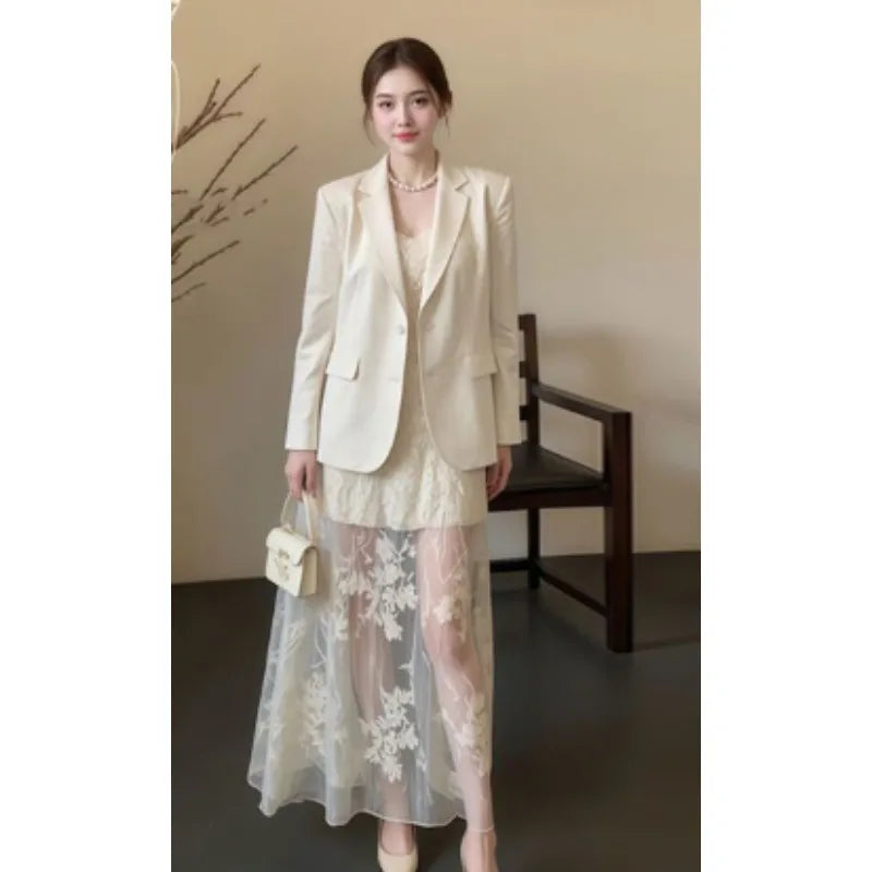 Women's Clothing A Fashionable Bestseller in The Spring of 2026 High-end and Stylish Commuter Suit Jacket with Lace Halter Dress